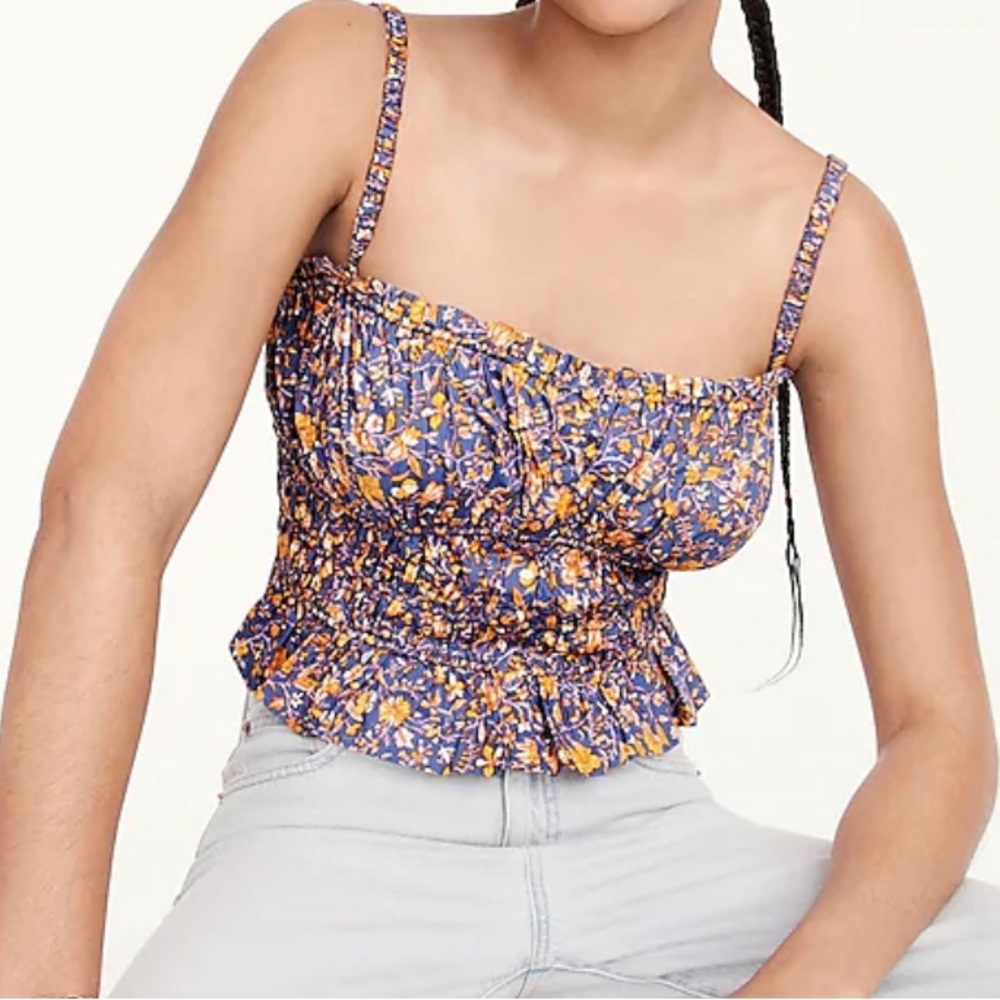 NWT J.Crew Cinched-waist cotton poplin tank top Medium